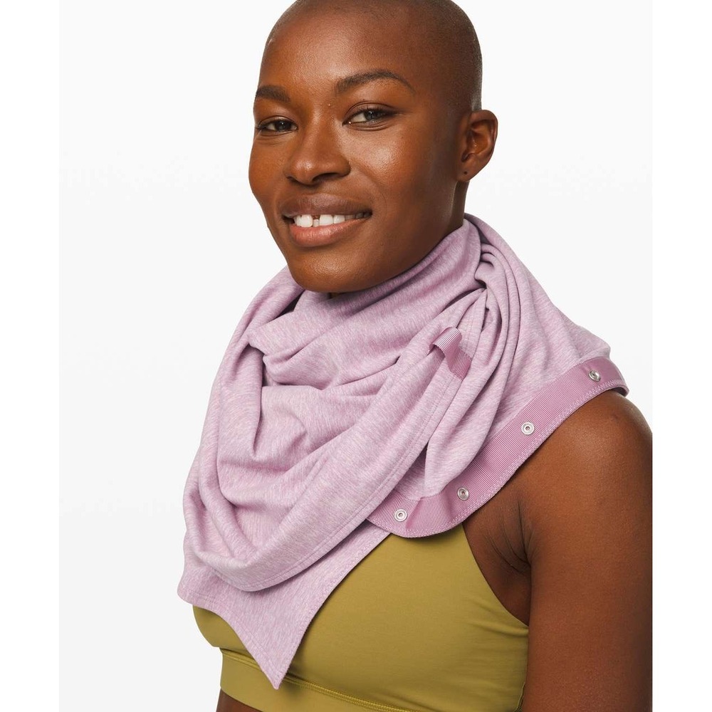 Lululemon Vinyasa Scarf Rulu Heather Pink One Size Stretch Snaps Logo Versatile